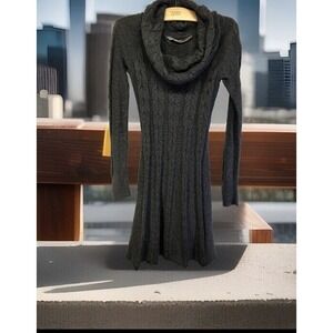 Athleta Avenues Knit Dress Size Xs Gray Long Sleeve Knee-Length Cowl Neck